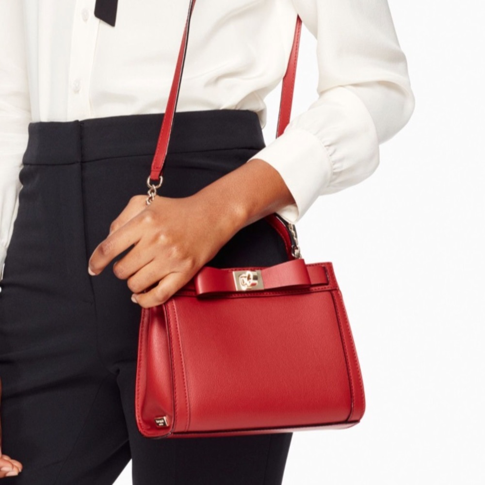 Authentic Kate Spade leather small kisslock 2 compartments Crosby /satchel - Picture 3 of 16